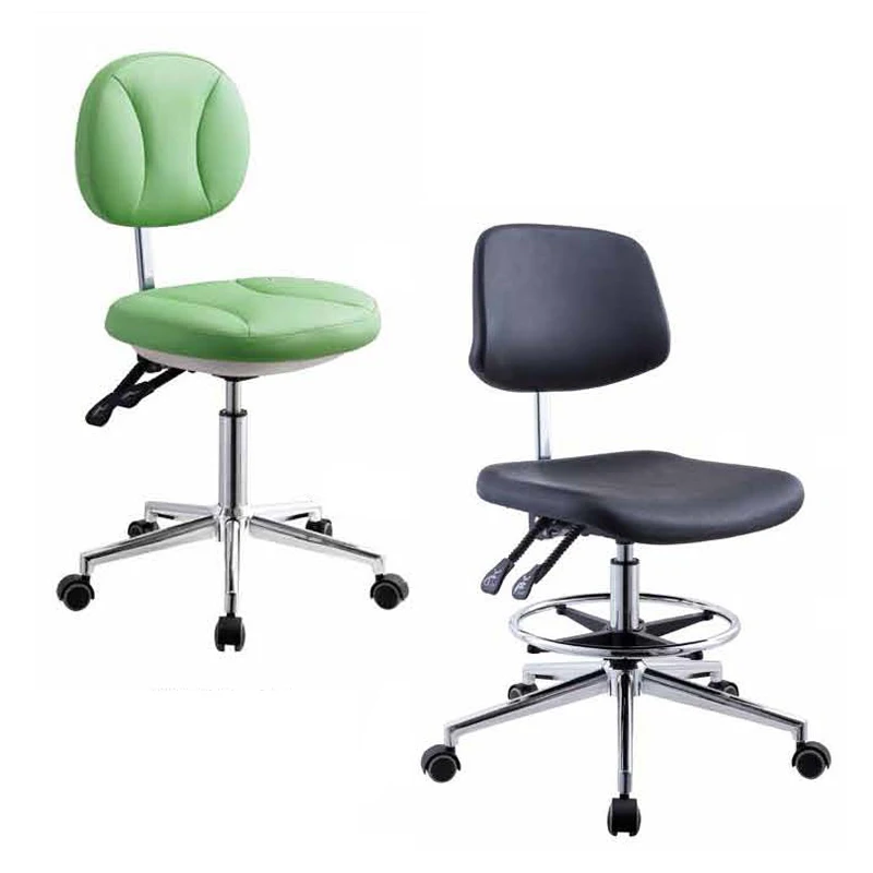 Plastic or PU Leather Dental Clinic Mobile Chairs Doctors Stools with Back Support