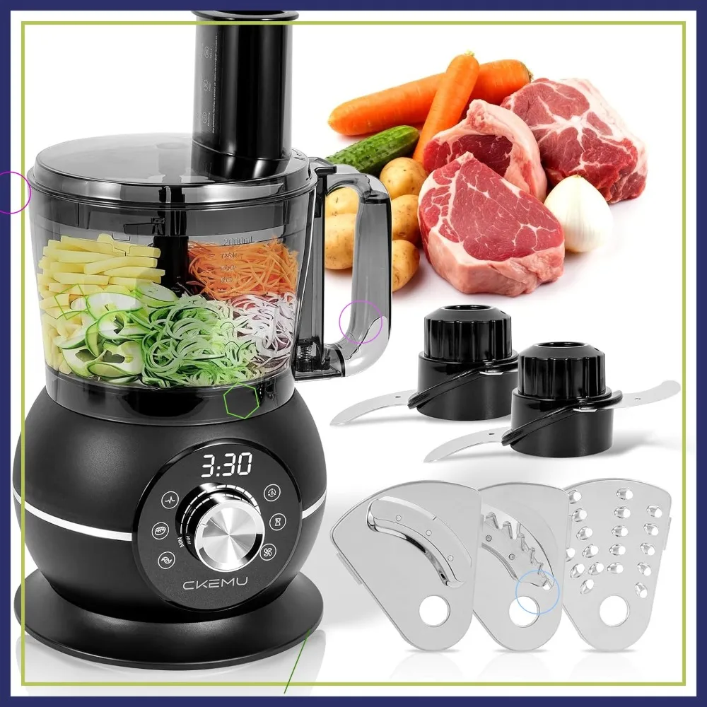 

12-Cup Smart Food Processor with Slicing, Shredding, Chopping & Kneading Functions for Meat, Vegetables, Cheese