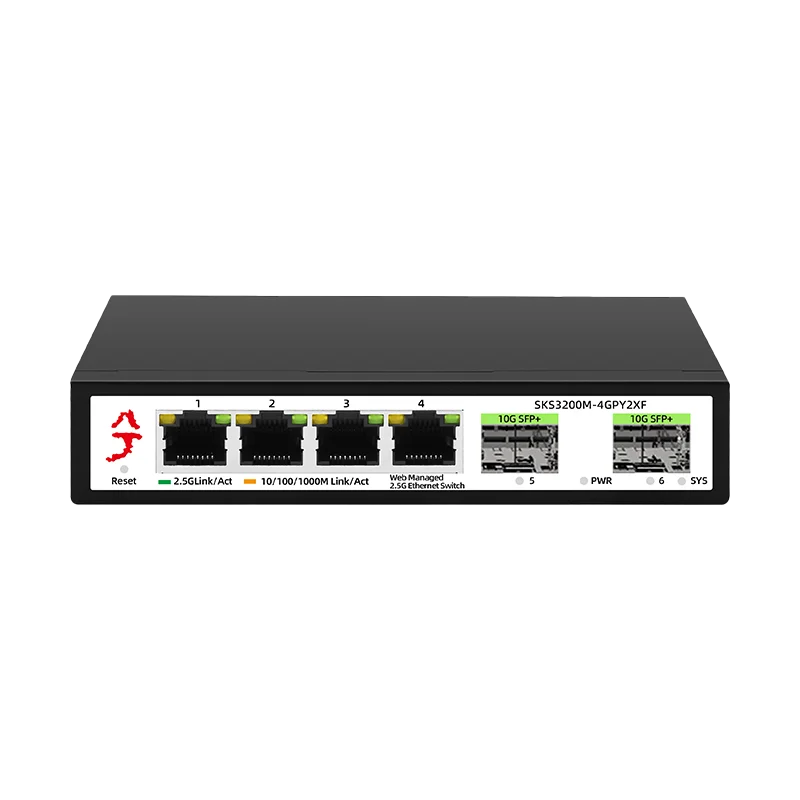 XikeStand-Switch de Gerenciamento Ethernet Simples, Suporta VLAN, Porta de Divisão, 4*2.5G RJ45, SFP +, 6 Portas, 2.5G