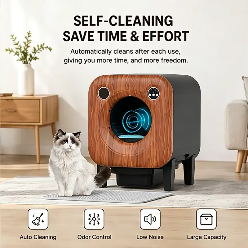 OEM New Model Smart Self-Cleaning Electric Cat Box for APP Control Easy Clean 75L Inner Space 15KG Capacity