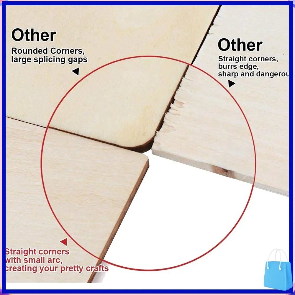 

Customer Favorite Unfinished Wood Pieces 50 Pcs 4 Inch Square Blank Wood Natural Slices Cutouts For DIY Crafts Painting Staining
