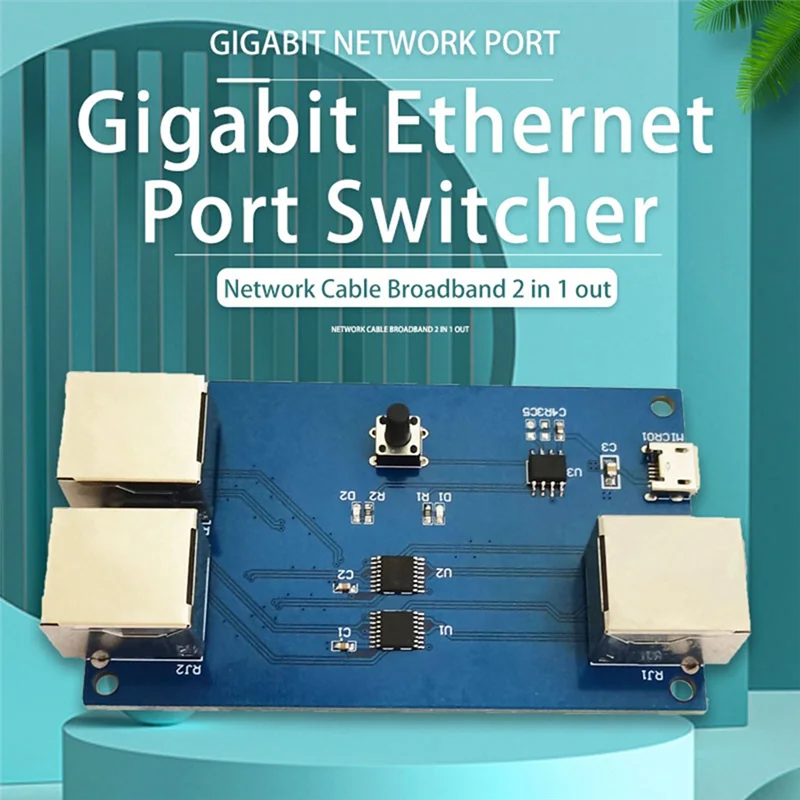 A92Z 1 Pcs Network Cable Broadband Gigabit Ethernet Port Switcher Internal/External Network Switcher 2-In-1-Out Distributor Modu