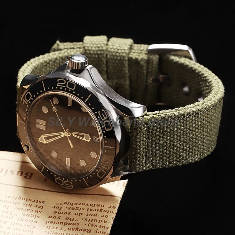 20mm 22mm 24mm Universal Nylon Watch Band Denim Canvas Strap Military Men Sport Bracelet Men Women Woven Elastic Strap Wristband