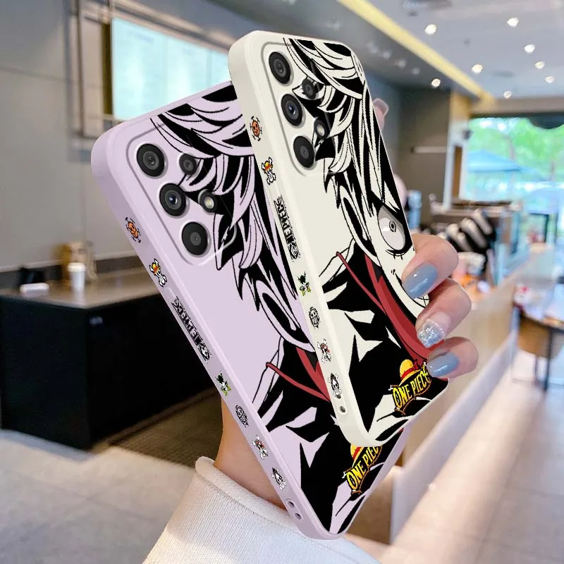 

Dark Anime One Piece Luffy Phone Case For Samsung A33 A31 A25 A23 A22 A21s A15 A14 A13 A05 A13 A12 A04 5G Liquid Left Rope