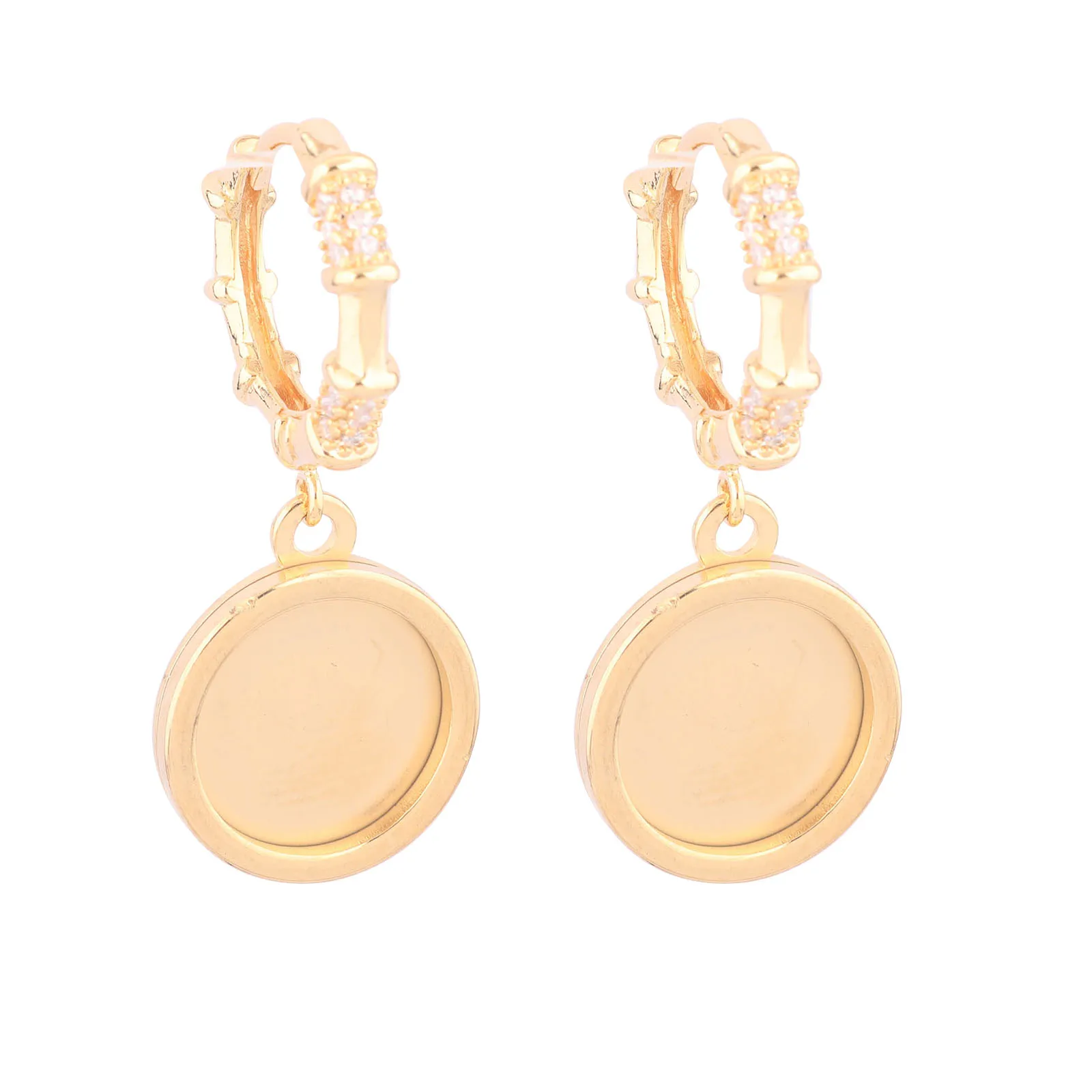 

4pcs Gold Plated Crystal Stone Leverback Earrings Clasp Hooks Fit 12mm Cabochon Earring Base Setting Blanks Stainless Steel Diy