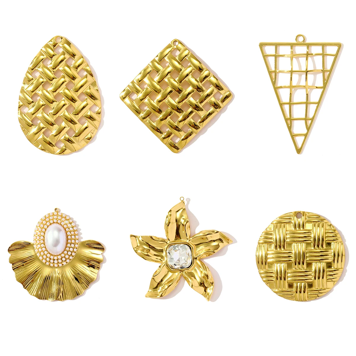 

3Pcs/Lot Stainless Steel Flower Charms Large Size Geometry Pendants For DIY Making Earring Necklace Jewelry Accessory Wholesale