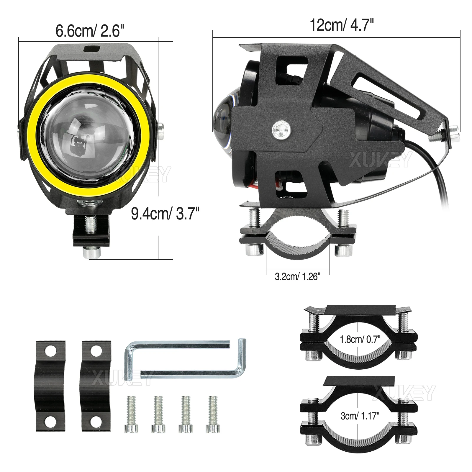 2x Halo Ring DRL Motorcycle Light Motorbike ATV Tractor Forklift Universal Spotlight Auxiliary Headlight Fog Light Running Light