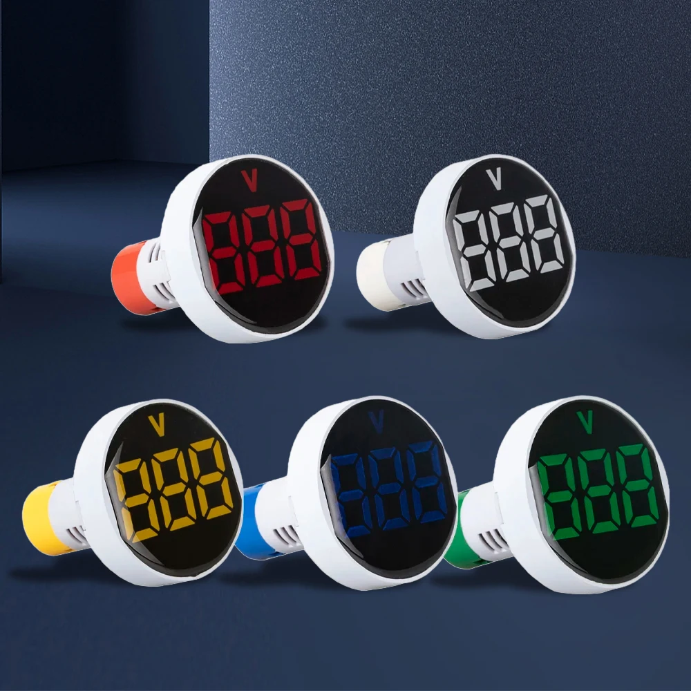 AC 60-500V rotondo/quadrato LED voltmetro digitale voltmetro Tester rilevatore rosso/blu/verde/giallo/bianco