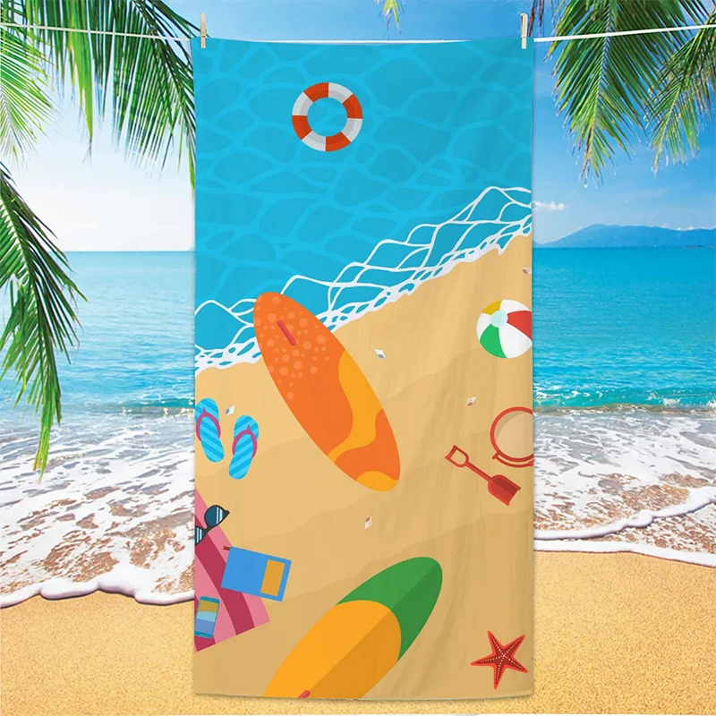

Beach Towel Summer Beach Scene Pattern Sun Protection Windproof Suitable For Swimming Pool Camping Travel Blanket