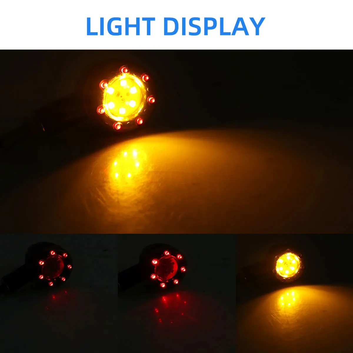 2Pcs Motorcycle Turn Signal Indicator 13 LED Flasher Red Amber Blinker Universal Motorbike Scooter Front/Rear Light For Yamaha image 2