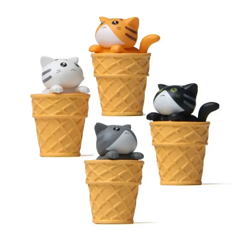 Mini Ice Cream Cat Ornament Garden Kitten Statue Gift for Kids Children Baby Room Decoration Toy Miniature Figurines Home Decor