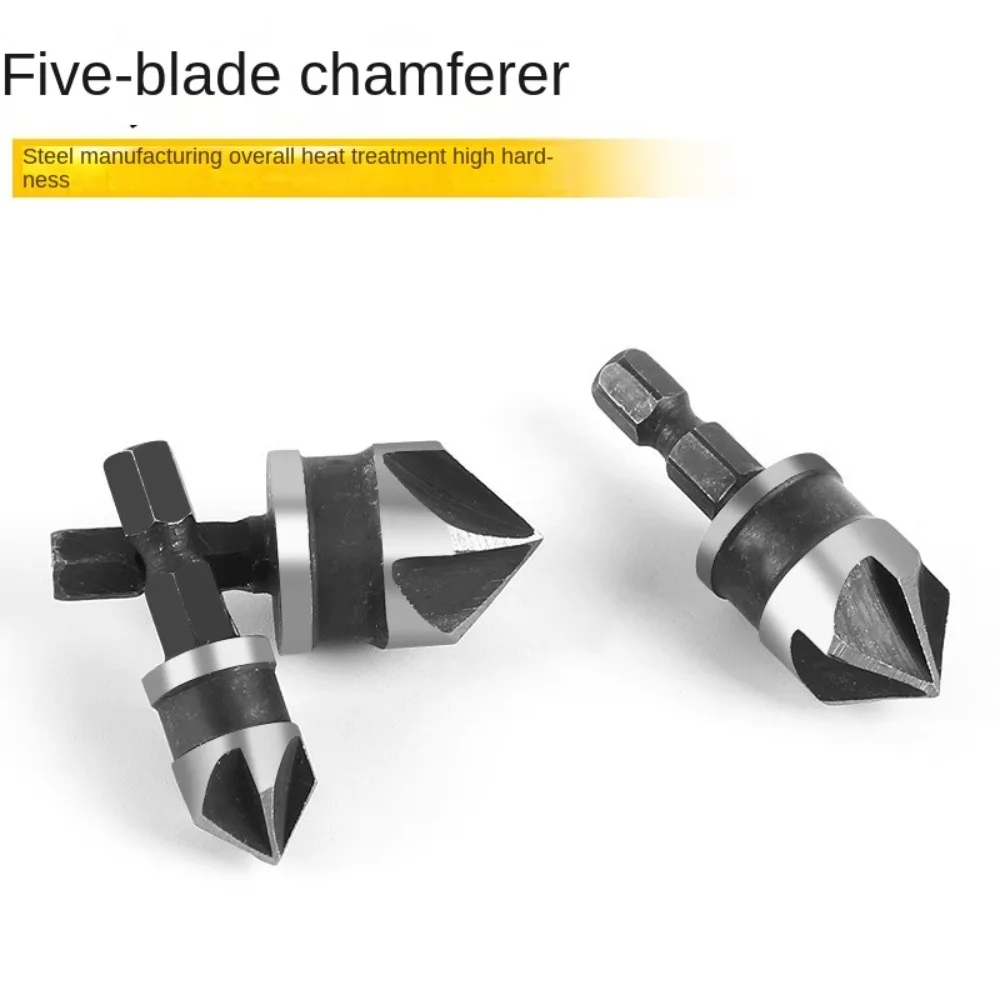 

3pcs/1Set Hexagonal Shank Chamfer Counter Sink 90 Degree Black Countersink Drill 5 Flute 12/16/19mm Deburring Chamfering