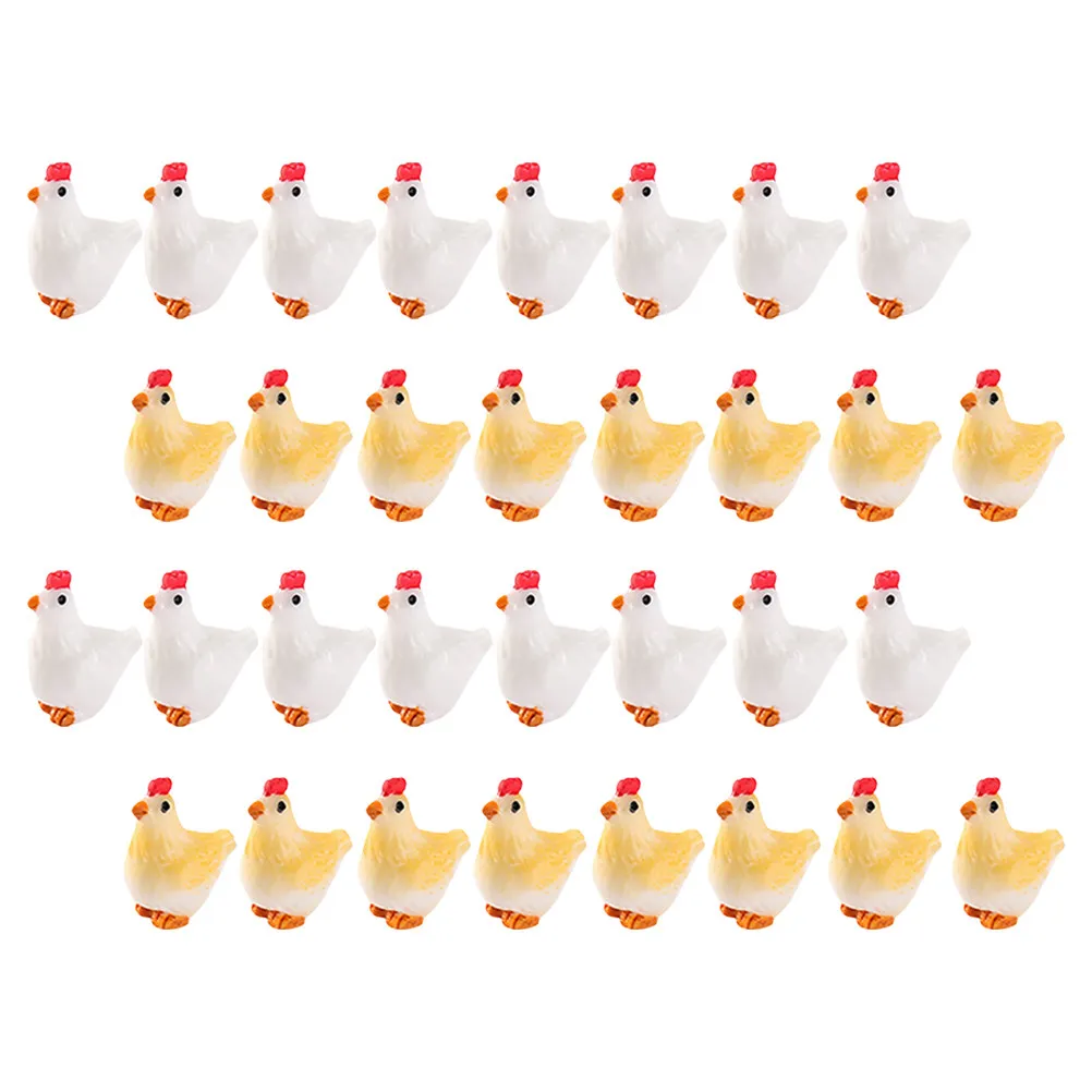 40Pcs Miniature Resin Chicken Family Set Detailed Rooster Hen Figures for Microlandscape Dollhouse Decor Tiny Landscape Desktop