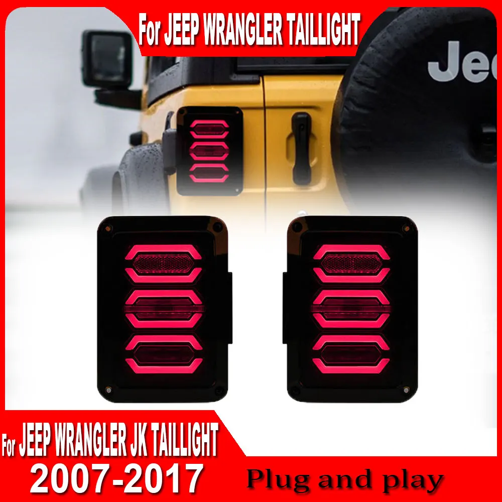 pair Styling for Jeep Wrangler JK Taillight 2007-2017 Wrangler Tail Light Rear DRL Fog Brake Reversing Turn Signal Plug and play