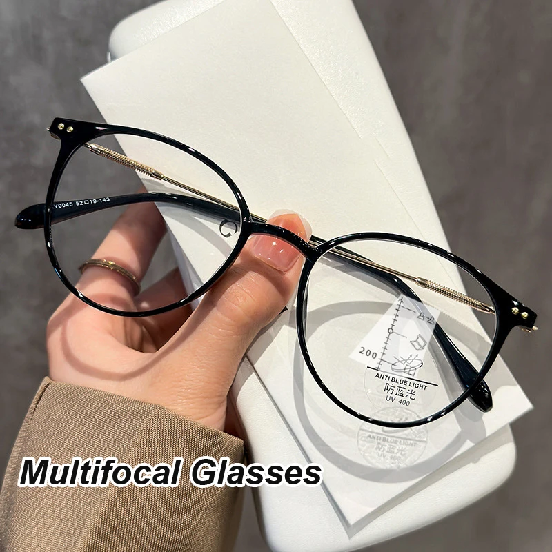 

Progressive Multifocus Reading Glasses Ultralight Anti Blue Light Presbyopic Glasses Unisex Women Men Far Sight Eyewear Diopter