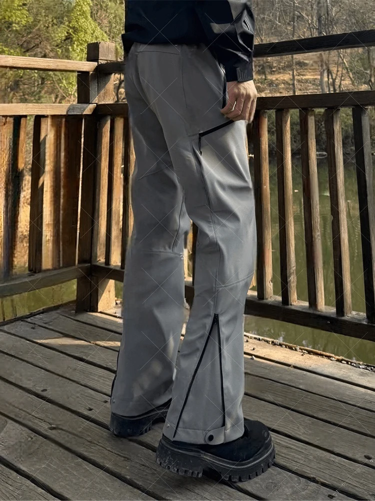 American Style Soft  Climbing Pants Men's Spring 3-in- Structure Zipper Wide Leg Workwear Outdoor Mountain Pants