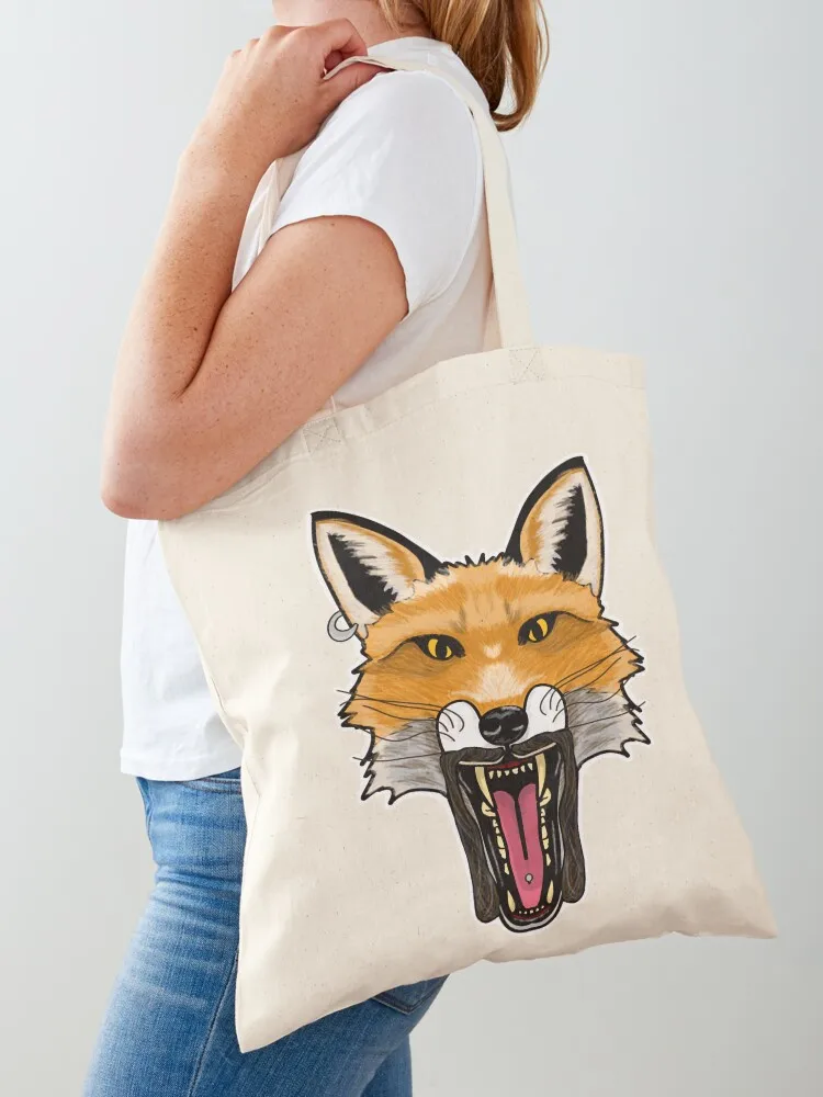 

fox with mustache Tote Bag tote bag Women's bags shopper bags university shopper bag
