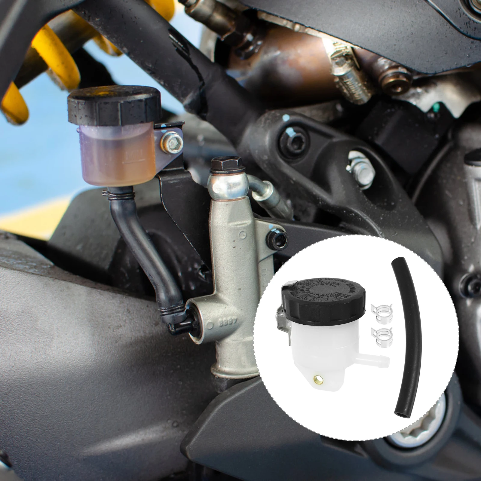 

Brake Fluid Reservoir Motorcycle Front Rear Brake Pump Oil Bottle Cup White Plastic Rubber Precision Fit Racing Large Engine