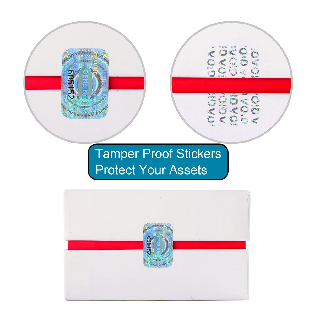 300/600Pcs 24mmx16mm， Tamper Proof Holographic Stickers，Void Tamper Evident Security Labels， GENUINE Warranty Serial Number