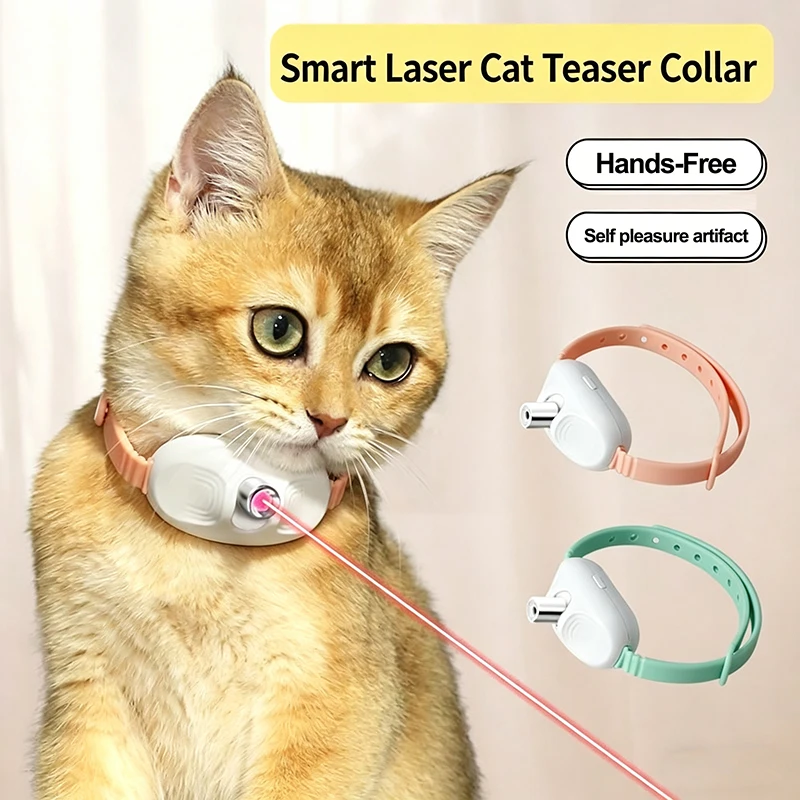 Smart Laser Cat Teaser Collar, Hands-Free USB Rechargeable LED Laser Pet Toy For Kitten Relieve Anxiety Pet Supplies