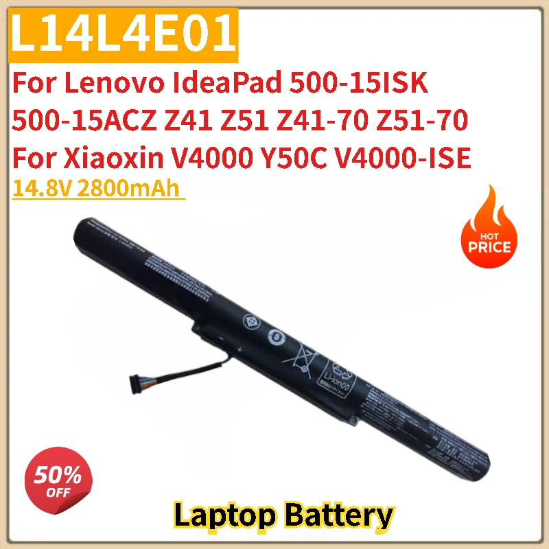 

High Quality L14L4E01 Laptop Battery 14.8V 2800mAh For Lenovo IdeaPad Z41 Z51 Z41-70 Z51-70 500-15ISK For Xiaoxin V4000 Y50C