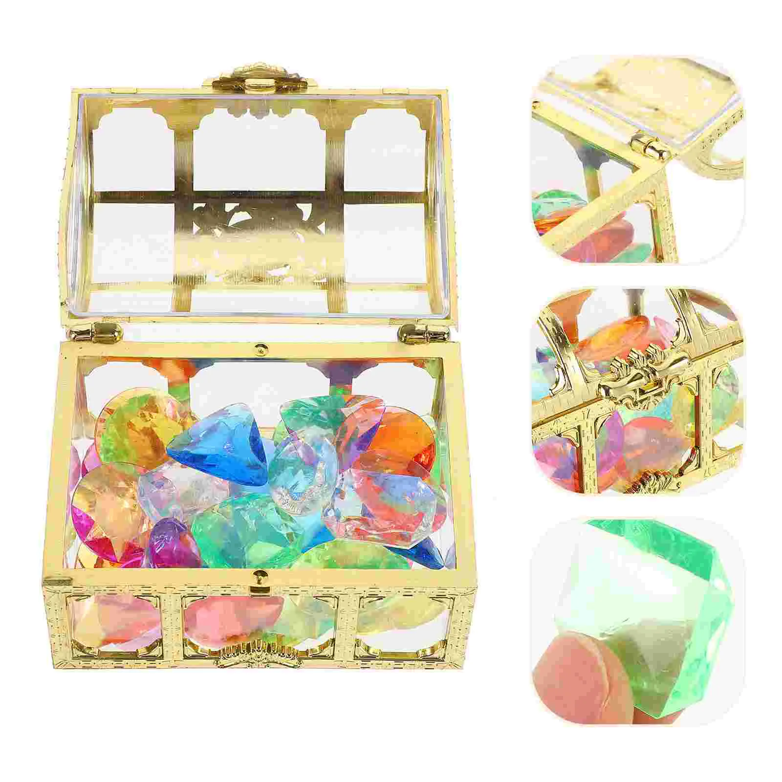 Pool Toys for Kids Diving Treasure Chest Toddlers Diamond Gemstone Acrylic Metal Party Decorations Children’s