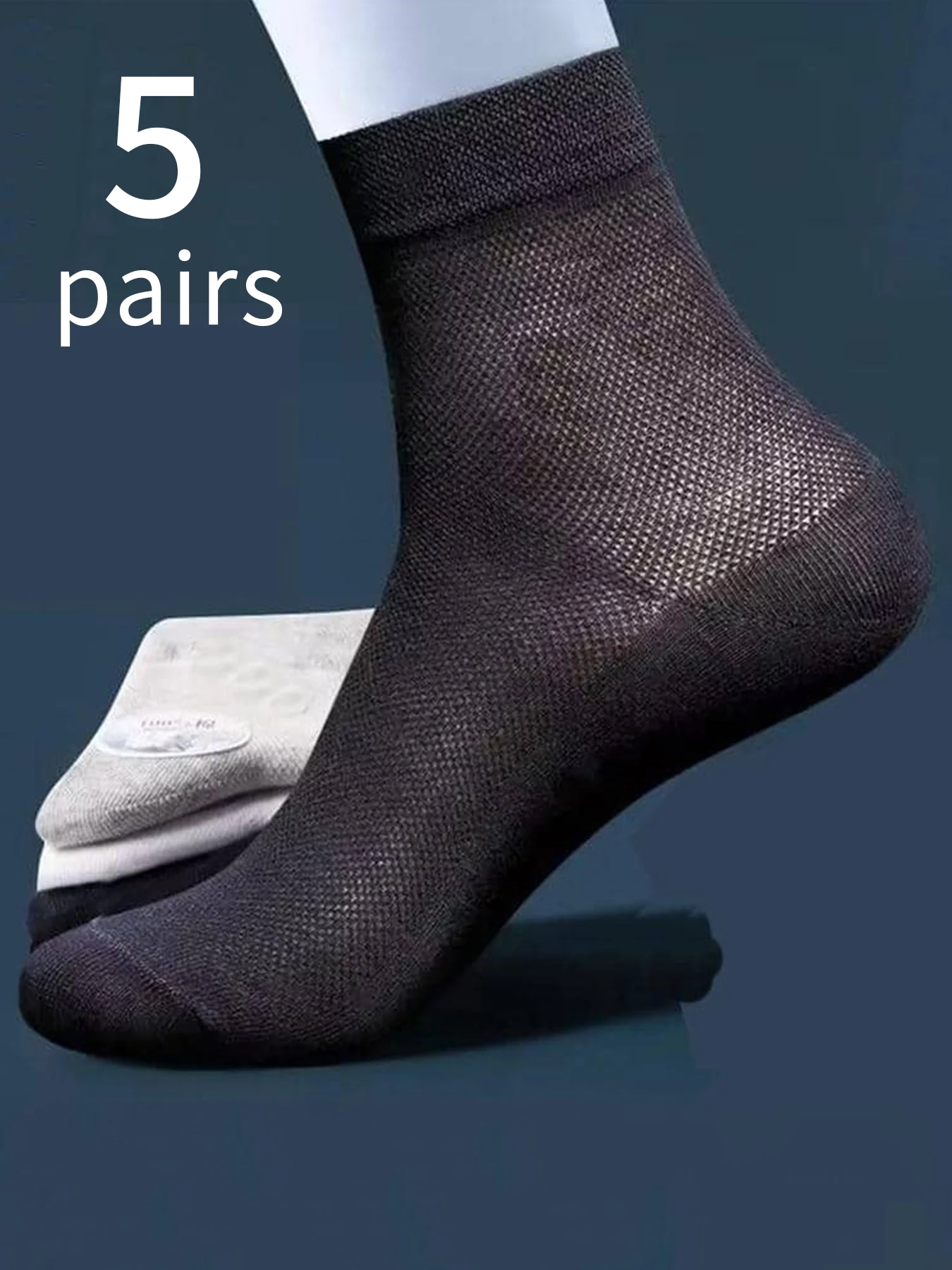 5 pairs of mid-tube socks Men\'s sports socks Black business stockings Wicking sweat and deodorant cotton socks summer