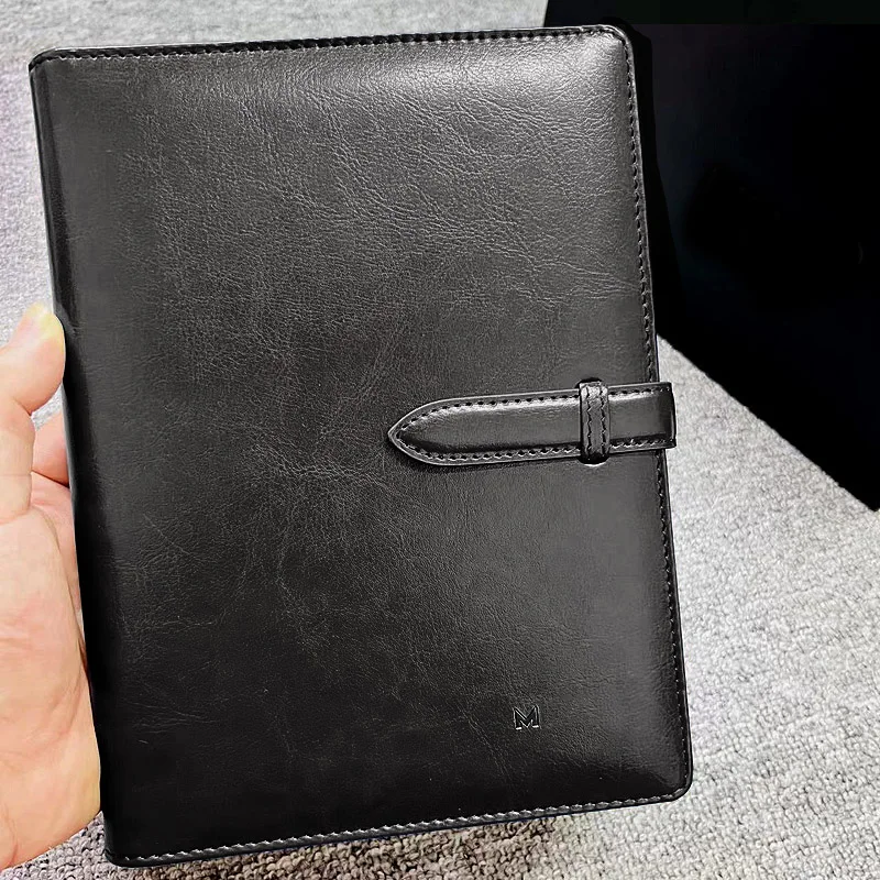 

AGD Luxury 3 Colors Sword Shape Belt Catch Design Notebook MB Classic Leather Cover Quality Paper Unique Loose-leaf Sheet