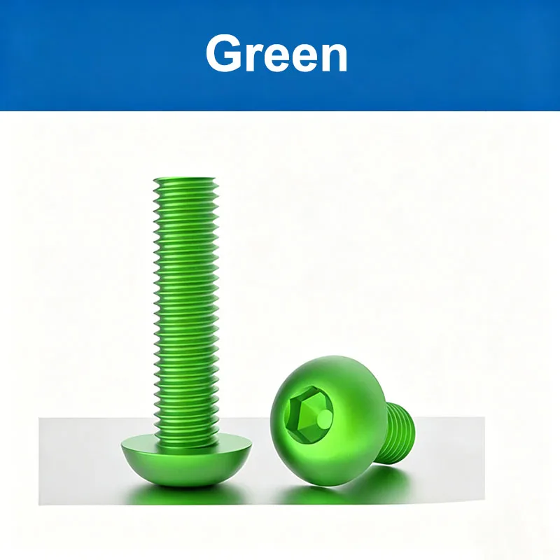M3 M3.5 M4 M5 M6 Green Anodized Aluminum Alloy Button Socket Cap Screws Round Head Allen Bolt Hex Drive Machine Screw