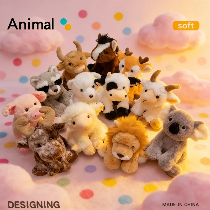 Jelly JC-Muñeco de peluche del zoológico del bosque sentado, muñeco de Animal de dibujos animados de peluche suave y bonito, adorno decorativo de escritorio, regalos Kawaii para niñas