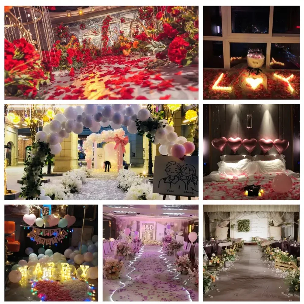 10000-100 Stück künstliche getrocknete Blumen, rot, weiß, goldfarben, Seide, künstliche gefälschte Rosenblätter, Blätter, Party, Geburtstag, Event, Hochzeit, Dekoration – Detail 9
