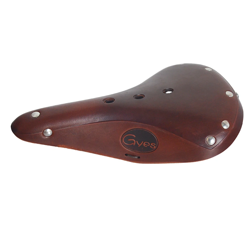 Gyes GS17 Retro Leather Saddle Steel Bow Gyes Genuine Cow Leather Seat Mat Road Bike Saddle For Men Bicycle Parts