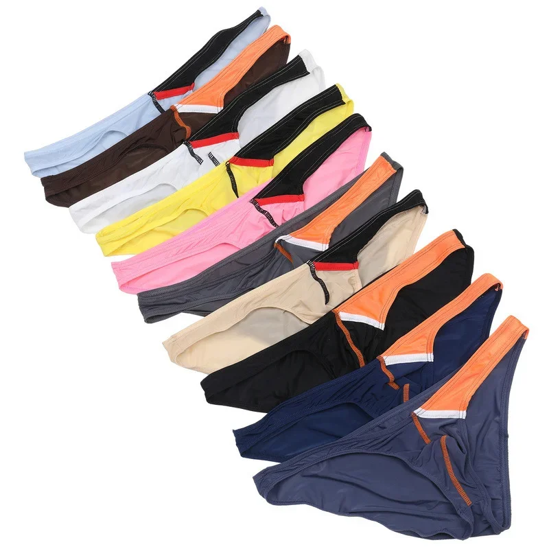

Sexy Mens Briefs Soft Breathable Ice Silk Underwear Mens Hot Hips Up Transparent Underpants Cueca Male Panties Low Rise Lingerie