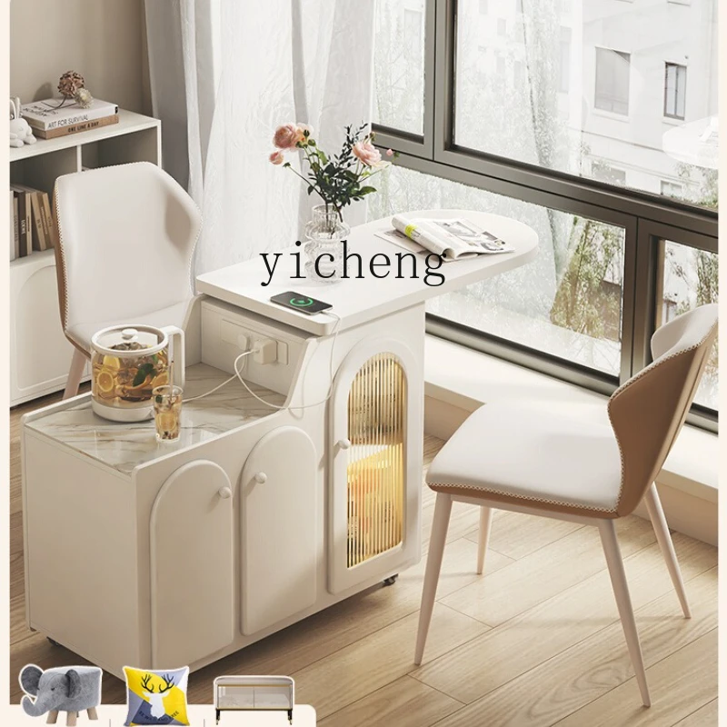 

ZK cream wind tea table car living room sofa tea side cabinet household removable small tea table home accessories