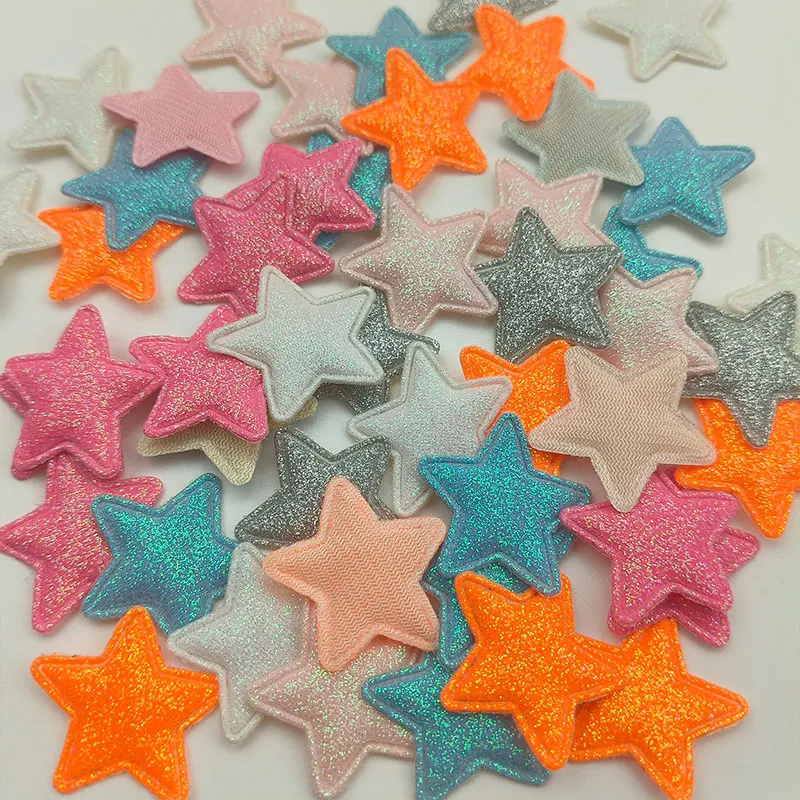 60 Stück glänzende Glitzer-Stern-Schleifen-Applikationen zum Selbermachen von Haarspangen, Taschen, Hüten, Accessoires, Dekorationsaufnähern – Detail 5