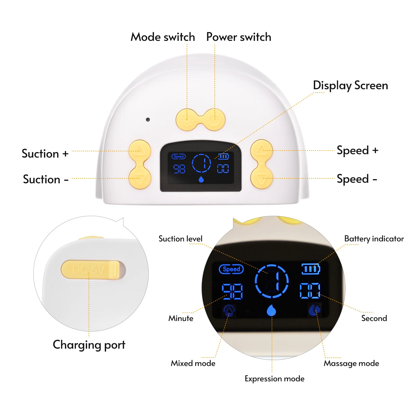 Handsfree draagbare elektrische borstkolf 240ml capaciteit draagbare pijnloze invoerpomp met weergavescherm 24mm 28mm flens