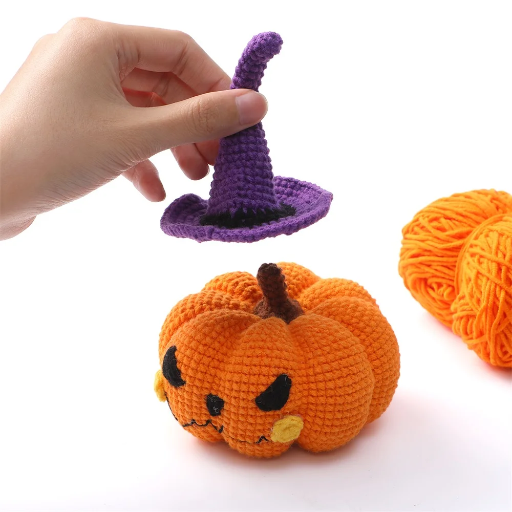 Halloween Crochet Set Kit with Knitting Yarn Hook for Beginner Cartoon Pumpkin Gost Flower Home Decoration Crochet Accessories