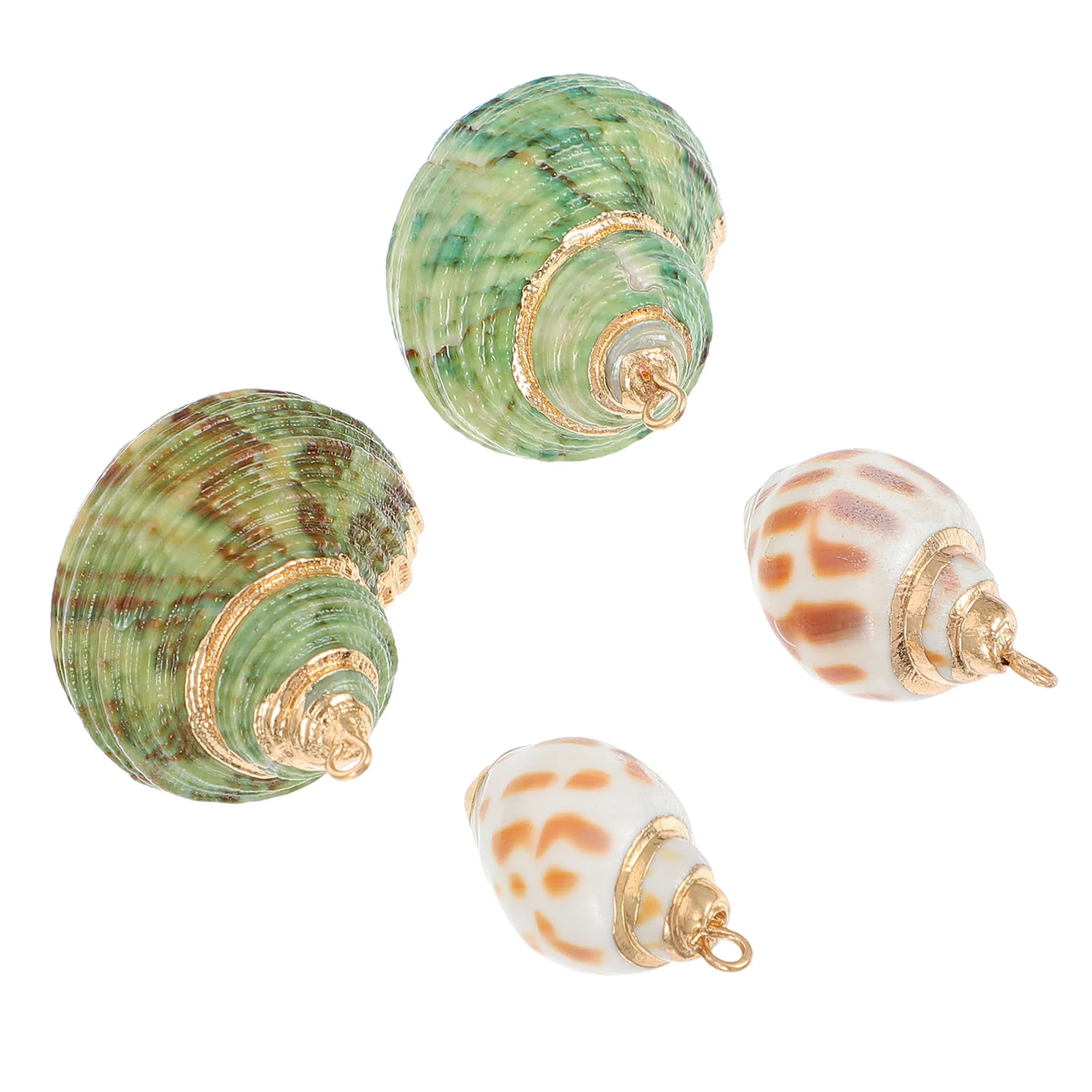 

4 Pcs Shell Accessories Sea Earring Charms Conch Jewelry Hanging Decor Pendant Gold Rim DIY