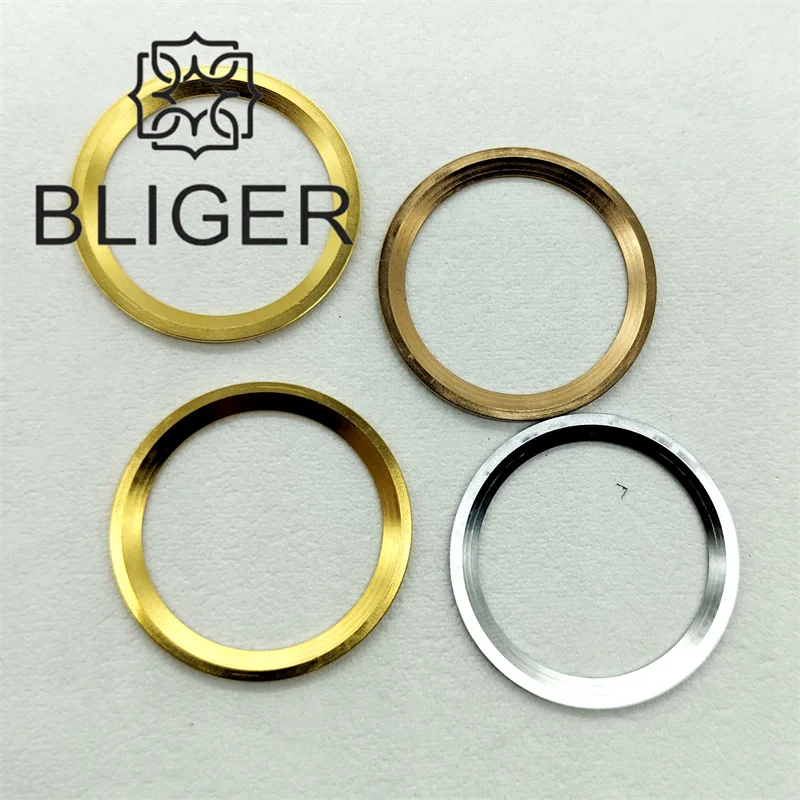 BLIGER 38mm Watch Bezel Ceramic Bezel Ring Slope Silver Rose Gold Yellow Gold Insert  Fit 40mm 40mm GMT NH35A Mens Watch Case