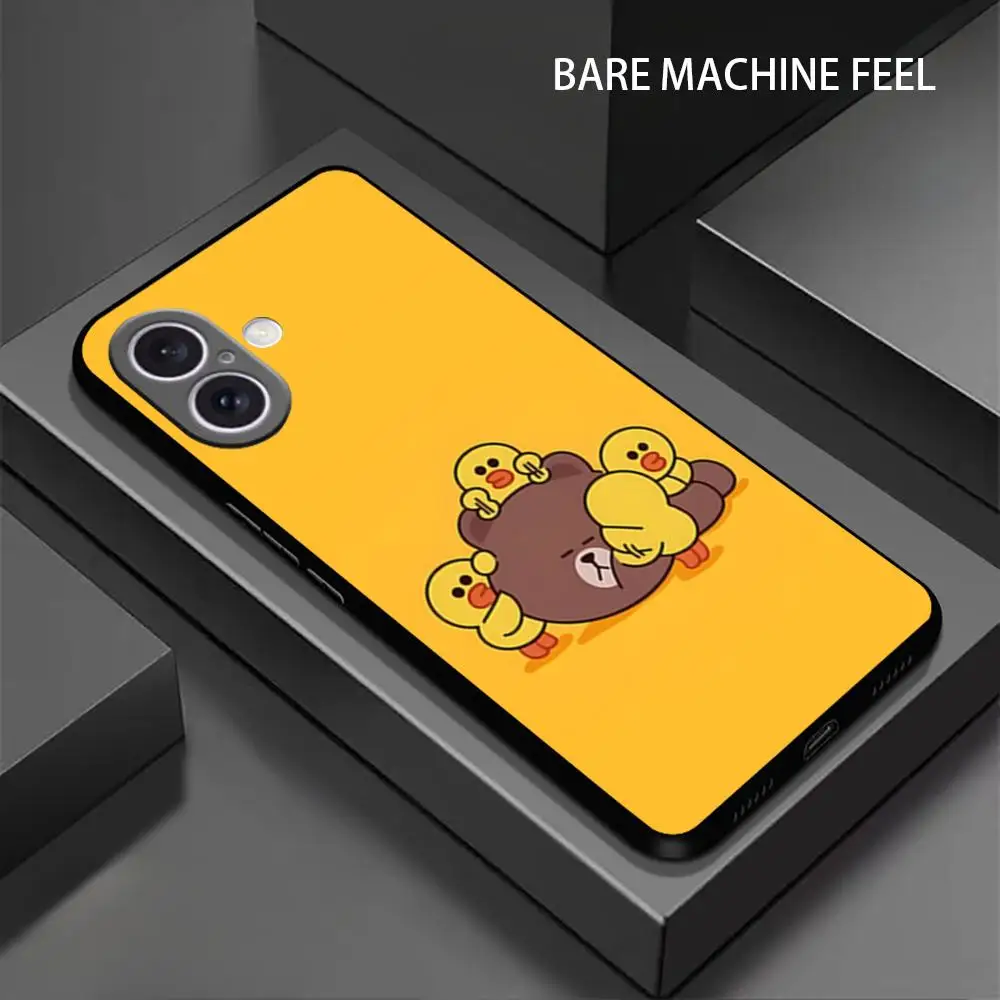 L-line FriendES Cartoon Phone Case For iPhone 16 15 14 13 12 11 X XR XS 8 Plus Mini Pro Max Soft black Shockproof Cover