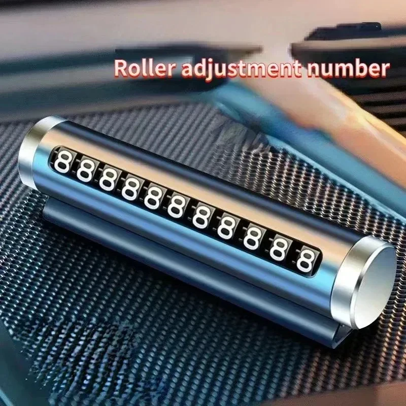 1-4pcs Metal Temporary Parking Card, Rotating Phone Number Plate, Aluminum Sticker, Parking Space, Car Design, Car Accessories