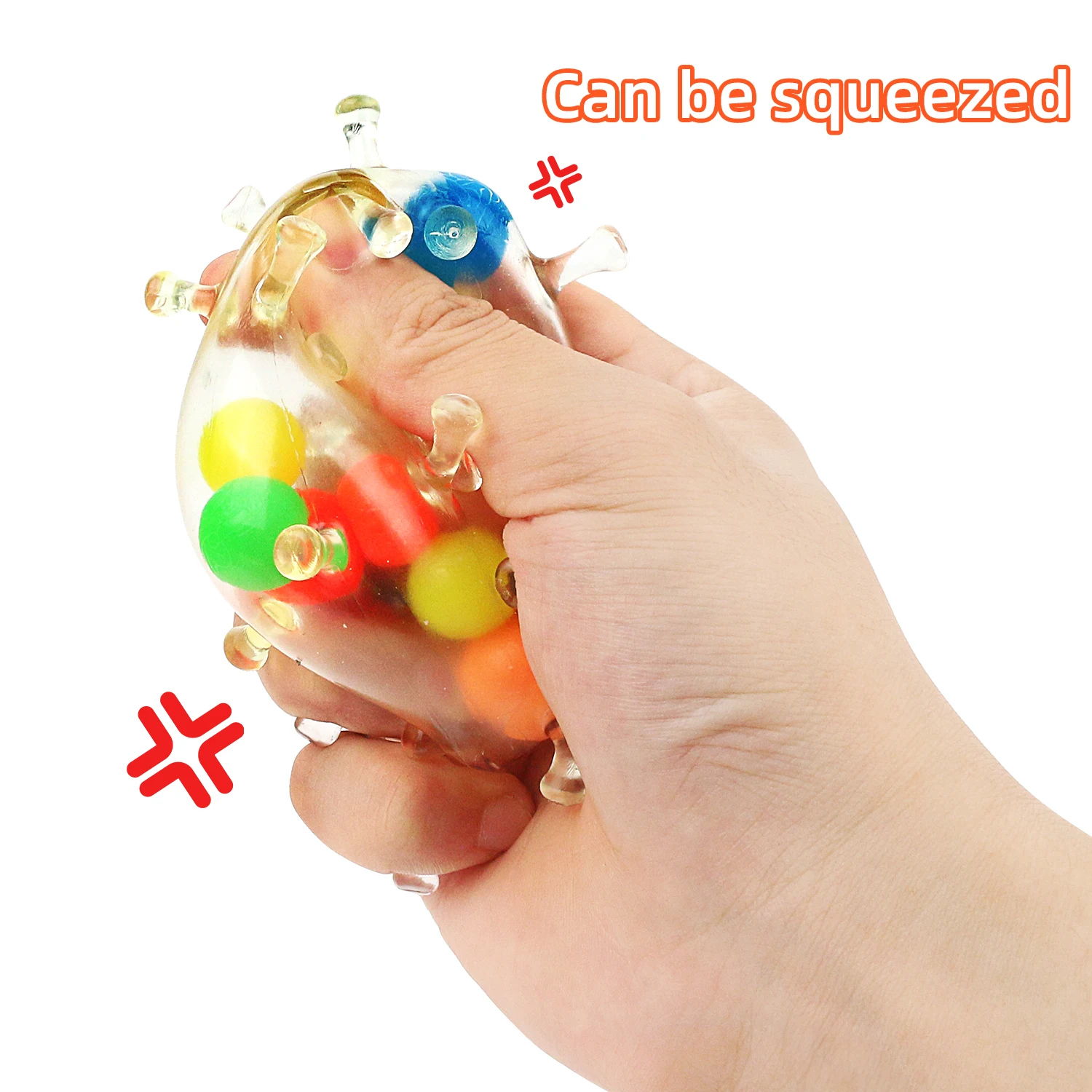 Bola de cuentas de agua de liberación de goma suave TPR, bola para apretar música, juguete para aliviar la presión, artefacto