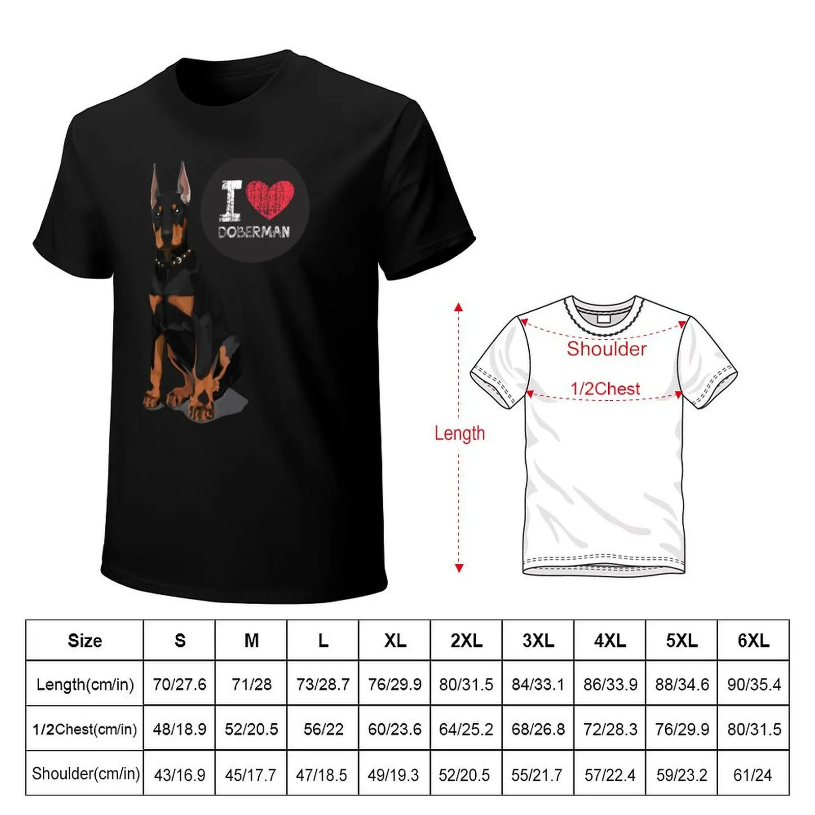 I Love Doberman T-Shirt tops blacks heavyweights tshirts for men