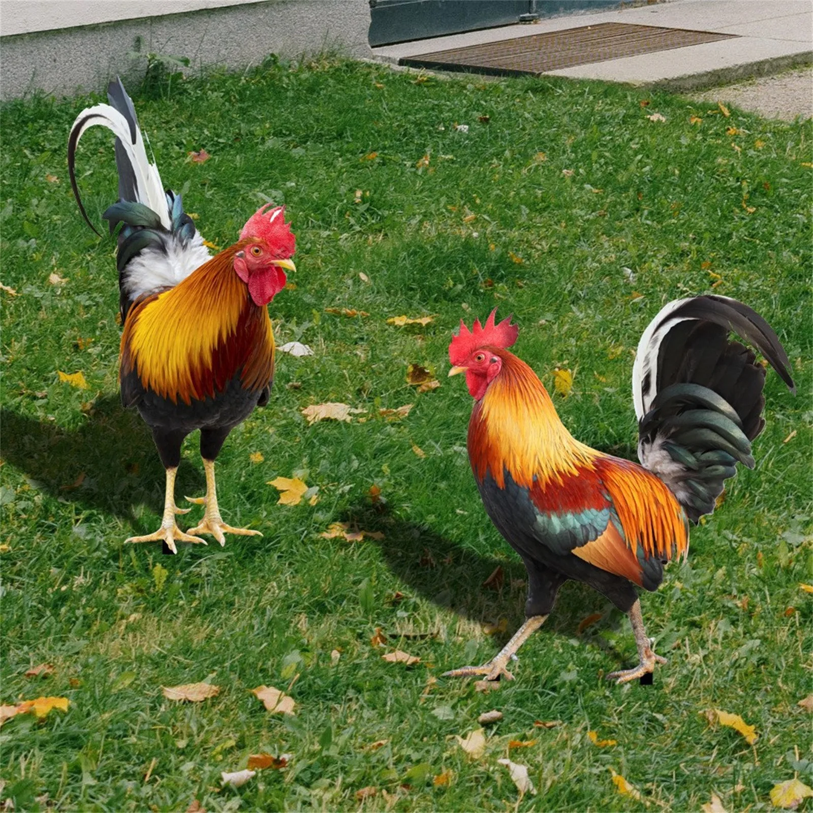 Rooster Statue Decorative Stakes Realistic Life-Like Double-Sided Garden Statue Acrylic Chicken Yard Art Sculpture For Yard