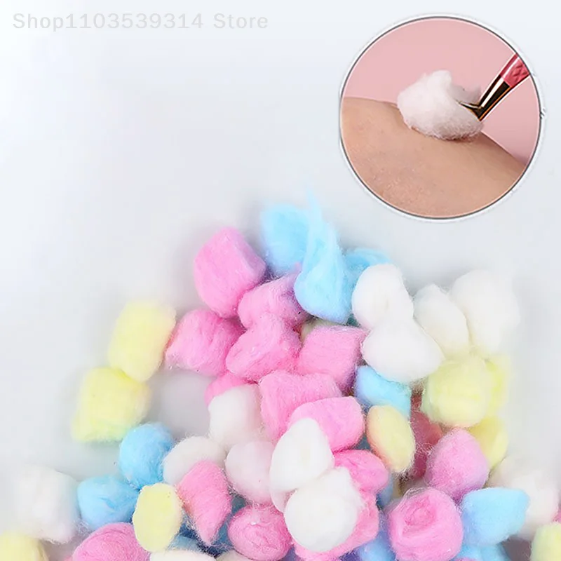 100Pcs Colorful Nail Art Polish Remover Cotton Balls Cleaning Tool Face Make Up Nail Art Cleaner Manicure Tools