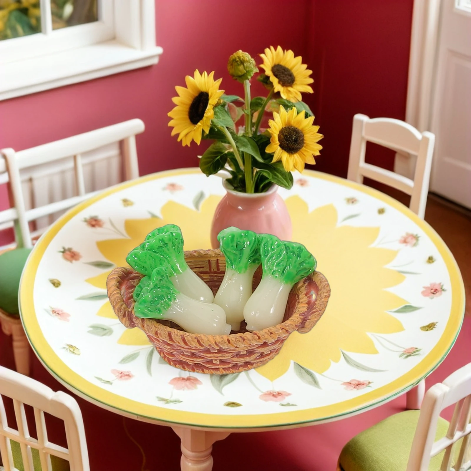 Panier à légumes pour maison de poupée, ensemble de nourriture Miniature, légumes en résine pour scène de cuisine, présentoir d'épicerie, maison de poupée Miniature, 4 pièces