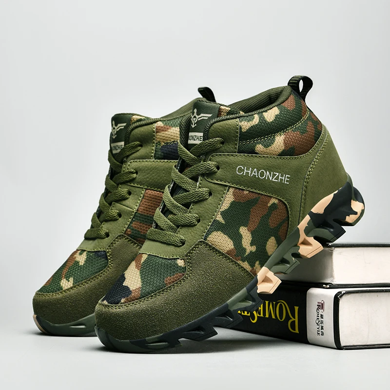 

Women's Ankle Boots Camouflage Running Shoes Elegant Thick Sole Height Increasing Sports Green Boots Mesh Girls' Autumn Shoes