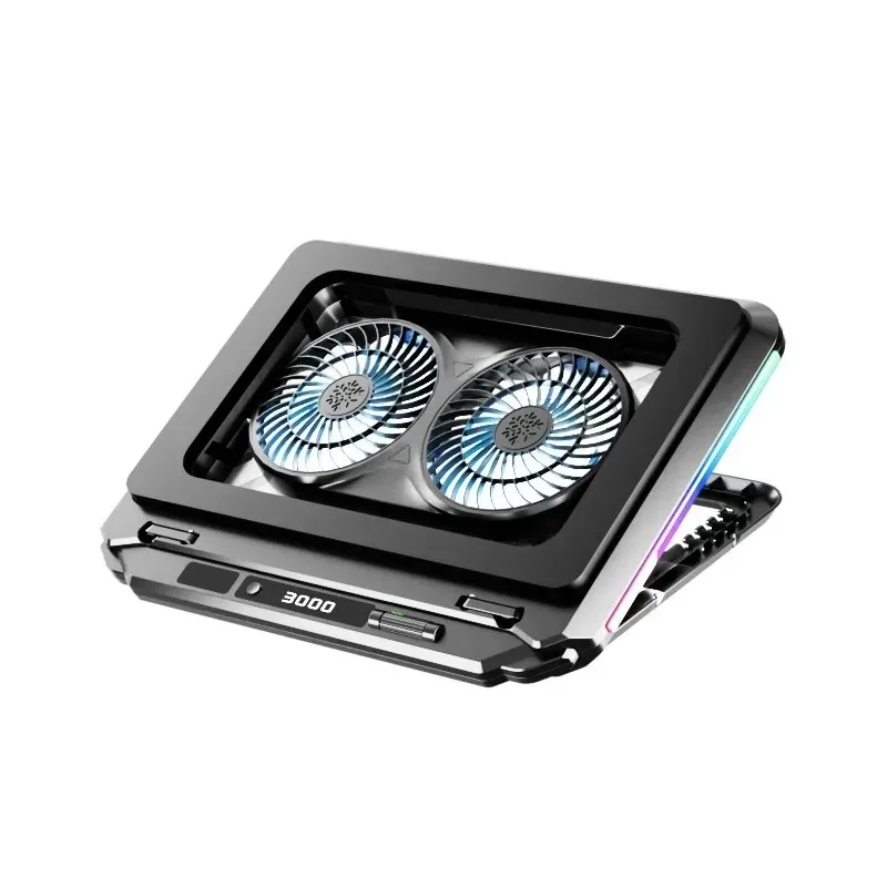 Gaming Laptop Cooling Pad for 15-21'' Notebook Cooler Stand RGB Light 2 Fans Adjustable Laptop Bracket Radiator Cooling Base