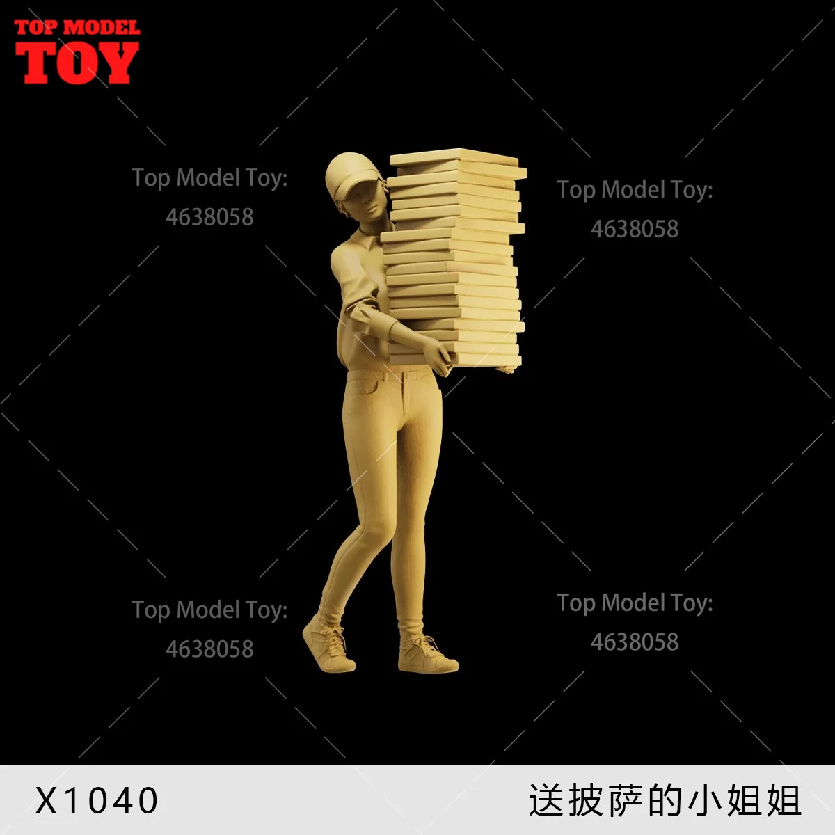 In Stock Unpainted Miniatures 1/64 1/43 1/35 Delivery Pizza Sister 3D Print Female Scene Figure Doll Model For Cars Vehicles Toy