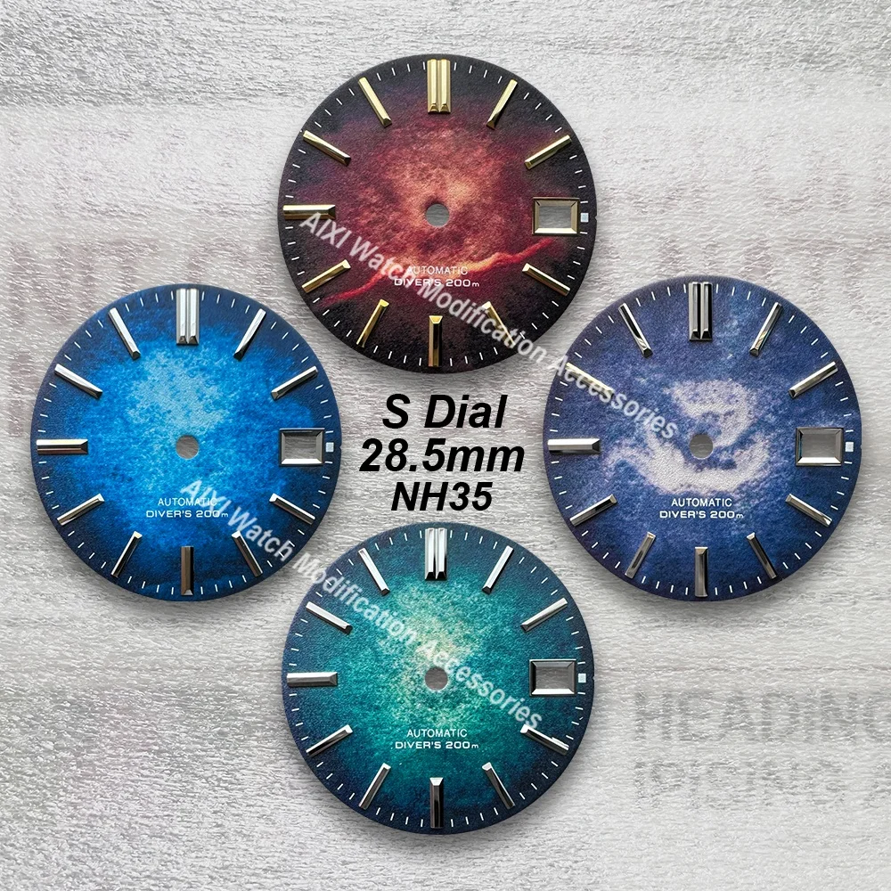 

28.5mm S Logo 3D Printed Color Dial Fit NH35 Movement High Quality Watch Modification Accessories